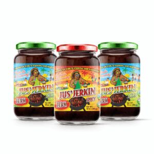 Jus' Jerkin Jamaican Jerk Seasoning and Marinade - 3-Pack (2 Mild, 1 Spicy)